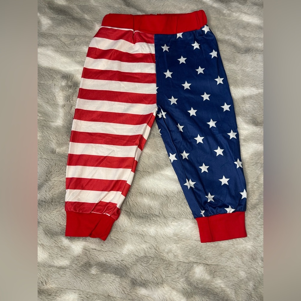 PatPat Red and Blue Star Striped Kids Leggings